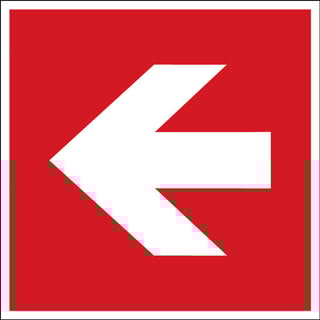 Ženklas: Krypties rodyklė 90°, raudona, lipnus poliesteris, 100x100 mm