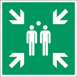 Evacuation assembly point sign, adhesive polyester, 200x200 mm