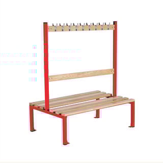 Double school bench ELITE, 18 hooks, 1200x760x1370 mm, red