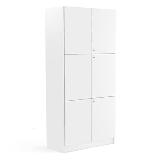 Lagerschrank aus Holz THEO mit 3 Flügeltüren, 2100x1000x470 mm, weiß