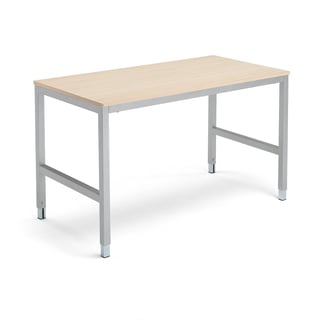 Työpöytä OPTION, 1400x800x720-900 mm, koivu, hopeanharmaa