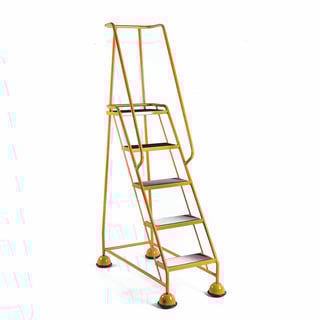 Mobile steps, rubber, 5 treads, H 1270 mm, yellow