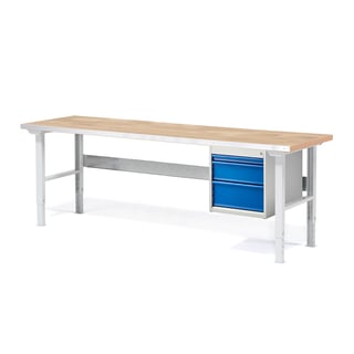 Workbench package deal SOLID, 3 drawers, 750 kg load, 2000x800 mm, oak