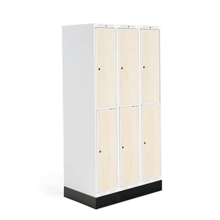 Mokyklinė spintelė ROZ, 3 dalys, 6 durys, H1740xW900mm, beržas, grindjuostė