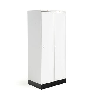 Mokinių spintelė ROZ, 2 dalys, 2 durys, H1740xW800mm, balta, grindjuostė