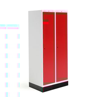 Školská šatňová skrinka ROZ, 2 sekcie, 2 dvere, 1890x800x550 mm, čierna, so soklom