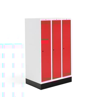 Koolikapp ROZ, 3 ust, soklil, 1510 x 900 x 550 mm, punane uks