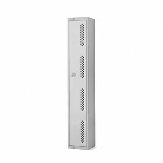 Perforated door locker, 1 door, 1800x300x450 mm, grey