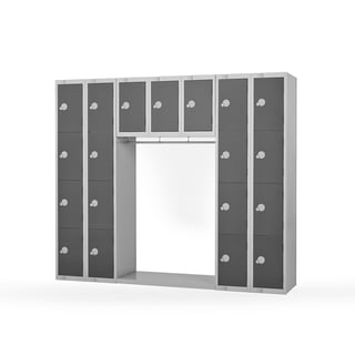 Archway locker, 19 doors, 1800x2100x450 mm, dark grey