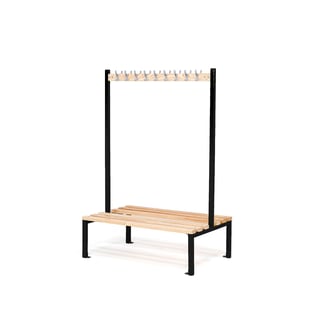 Double bench + hook rail ELITE, 18 hooks, 1200x760x1800 mm, black