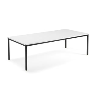 Rokovací stôl QBUS, 2400x1200 mm, 4 nohy, čierna / biela