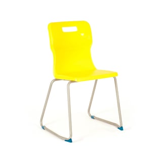 Skid frame plastic chair, H 460 mm, yellow