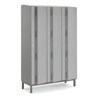 Metalni garderober CREATE:ENERGY, 3 jedinice, 1985x1200x500 mm, siva, uklj.nogare