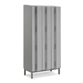 Metalni garderober CREATE:ENERGY, 3 jedinice, 1985x900x500 mm, siva, uklj.nogare