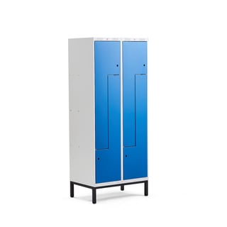 Z-skab CLASSIC, benstel, 2 sektioner, 4 rum, 1940x800x550 mm, blå
