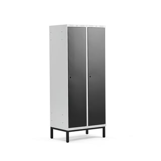 Clothes locker CLASSIC, leg frame, 2 modules, 1940x800x550mm, black