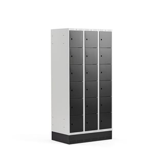 Lokerokaappi CLASSIC, sokkeli, 3 osaa, 18 ovea, 1890x900x550mm, musta