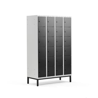Lokerokaappi CLASSIC, jalusta, 4 osaa, 24 ovea, 1940x1200x550mm, musta