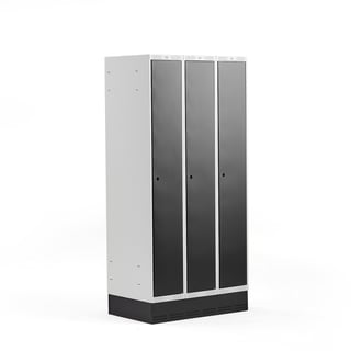 Riidekapp CLASSIC, 3 ust, soklil, 1890 x 900 x 550 mm, must
