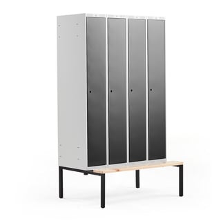Riidekapp CLASSIC, 4 ust, pingiga jalaraamil, 2120 x 1200 x 550 mm, must