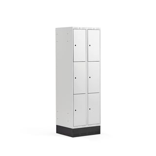 Garderobni ormar s 3 vrata CLASSIC, postolje, 2 sekcije, 1890x600x550mm, sivi