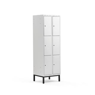 Locker 3-deurs CLASSIC, potenframe, 2 modules, 1940 x 600 x 550 mm, grijs