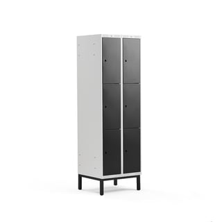 3 door locker CLASSIC, leg frame, 2 modules, 1940x600x550mm, black