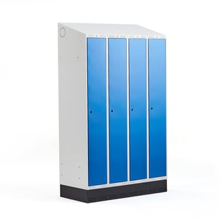 Spind CLASSIC mit Sockel, 4 Module, 2050 x 1200  x 550 mm, schwarz