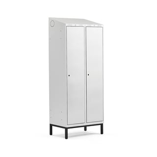 Šatňová skrinka CLASSIC, na nožičkách, 2 sekcie, 2100x800x550 mm, šedá