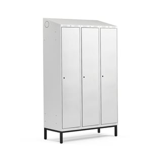 Full length locker CLASSIC, leg frame, 3 modules, 2100x1200x550mm, grey
