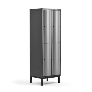 Garderobna omara CURVE, noge, 2 x 2 vrata,  1940x600x550 mm, siva