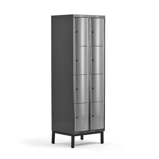 Garderobna omara CURVE, nogice, 2 x 4 vrata, 1940x600x550 mm, siva
