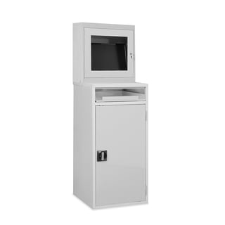 Industrial computer workstation, 1580x600x450 mm, light grey