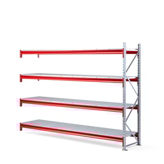 Lagerhylla TOUGH, påbyggnadssektion, 2000x2750x600 mm, 4 plåthyllplan