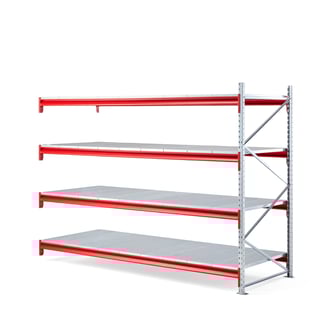 Regał TOUGH, moduł dodatkowy, 2000x2700x1000 mm, 4 półki stalowe