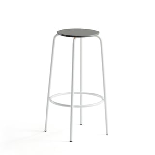 Bar stool TIMMY, white frame, dark grey seat, H 730 mm