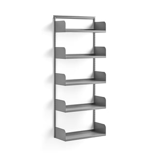 Reol SHAPE, vægmonteret, grundsektion, metalhylder, alu, 1951x800x300 mm