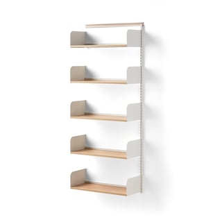 Wandregal SHAPE, Erweiterungsmodul, 1951 x 800 x 300 mm, Laminat weiß/Birke