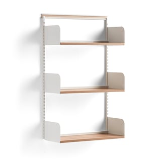 Hyllsystem SHAPE, grundsektion, laminathyllplan, 1237x800x300 mm, vit/ek