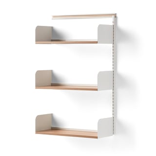 Zidni regal, dodatna jedinica, laminat police, 1237x800x300 mm, bijeli/hrast