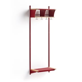 Fatahengi Jeppe, 2 hólf, grunneining, rautt/birki, 1790x600x300 mm