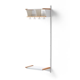 Garderobe JEPPE, påbyggseksjon, 2 rom, H1790 B600 D300 mm, hvit/eik