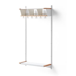 Cloakroom unit JEPPE with 3 cubbys, basic unit, 1790x900x310 mm, white/oak