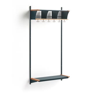 Garderobenschrank JEPPE mit 3 Fächern, Grundelement, 1790x900x310 mm, blau/eiche