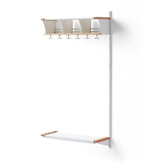 Garderobe JEPPE, påbyggseksjon, 3 rom, H1790 B900 D300 mm, hvit/eik