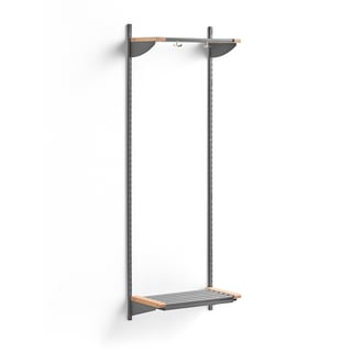 Skoreol JEPPE med hattehylde, grundsektion, sølv/birk, 1790x600x300 mm