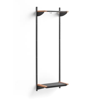 Cloakroom unit JEPPE with hat shelf, basic unit, 1790x600x310 mm, dark grey/oak