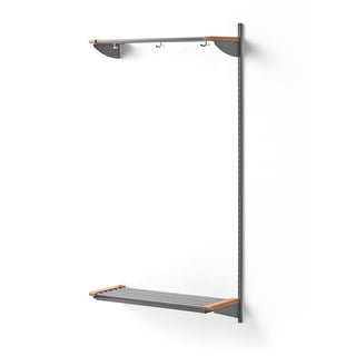 Sko- og hattehylle JEPPE, påbyggseksjon, H1790 B900 D300 mm, alu/eik