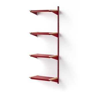 Cloakroom unit JEPPE with 4 shoe shelves, add-on unit, 1790x600x310 mm, red/birch