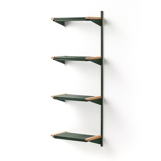 Skoreol JEPPE, 4 hylder, påbygningssektion, grøn/birk, 1790x600x300 mm